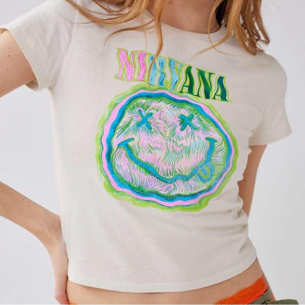 Urban Outfitters Cream Nirvana Graphic Tee